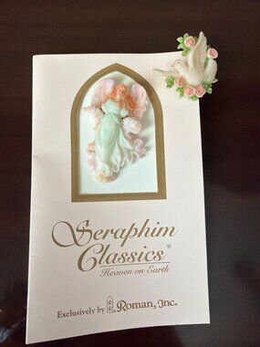 1990s Seraphim Classics Alyssa Angel + Dove Brooch Pin Set of 2 NEW on Card